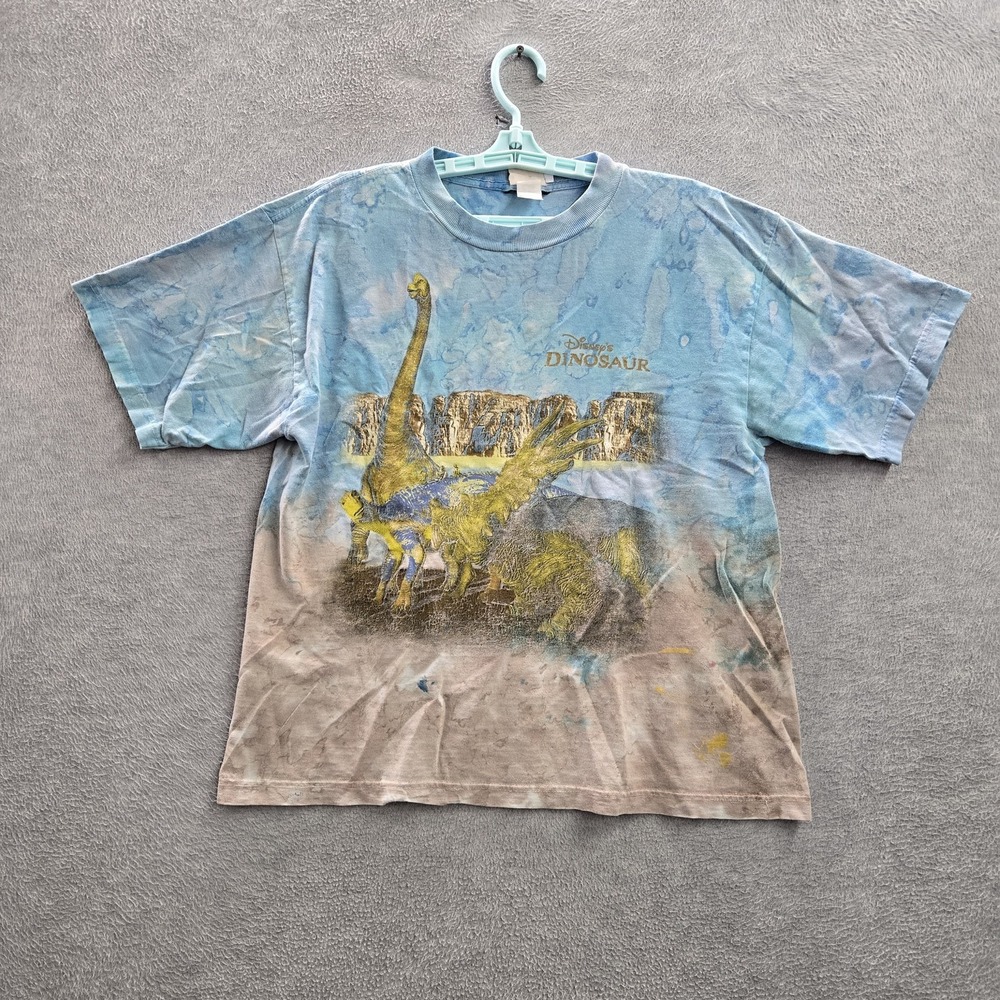 VINTAGE Disney Women Shirt XL Blue Movie Promo Dinosaur Landscape Y2K